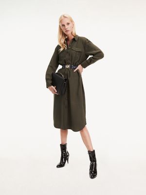 khaki utility shirt dress
