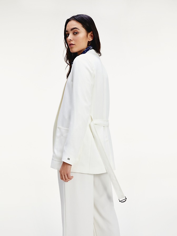 NEW TO SALE Relaxed Fit Sateen Belted Blazer