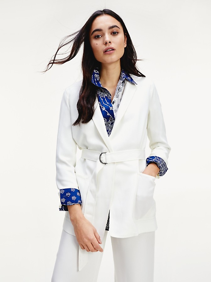 NEW TO SALE Relaxed Fit Sateen Belted Blazer