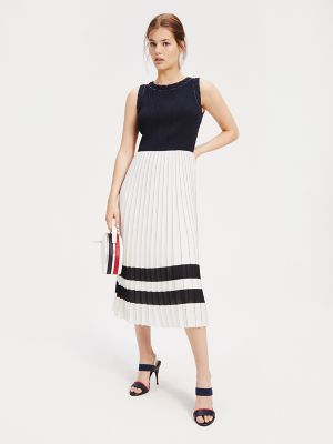 Pleated Sleeveless Midi Dress | Tommy 