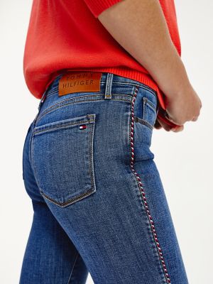 saia jeans cintura alta com ziper