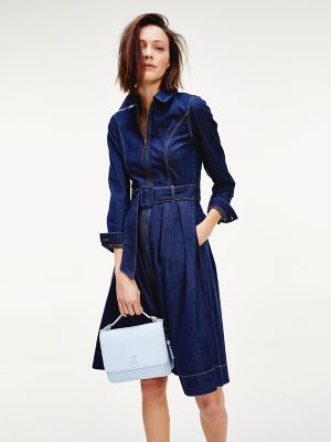 stretch denim shirt dress