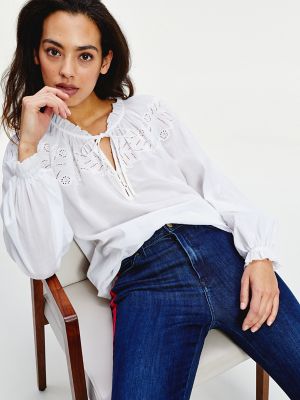 Ruffle-Trim Peasant Blouse | Tommy Hilfiger