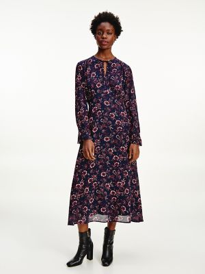 Floral Long Sleeve Midi Dress | Tommy 