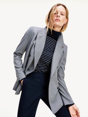 Solid Double-Breasted Blazer | Tommy 