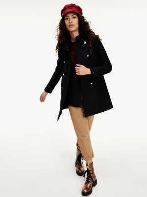 tommy hilfiger piped wool military coat