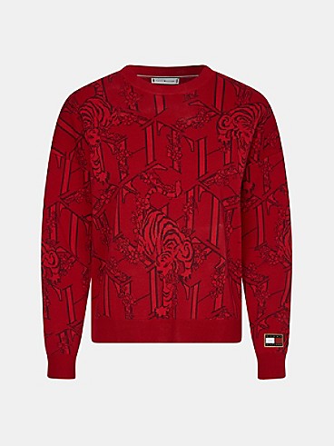 타미 힐피거 우먼 스웨터 Tommy Hilfiger Year of the Tiger Logo Sweater,ARIZONA RED