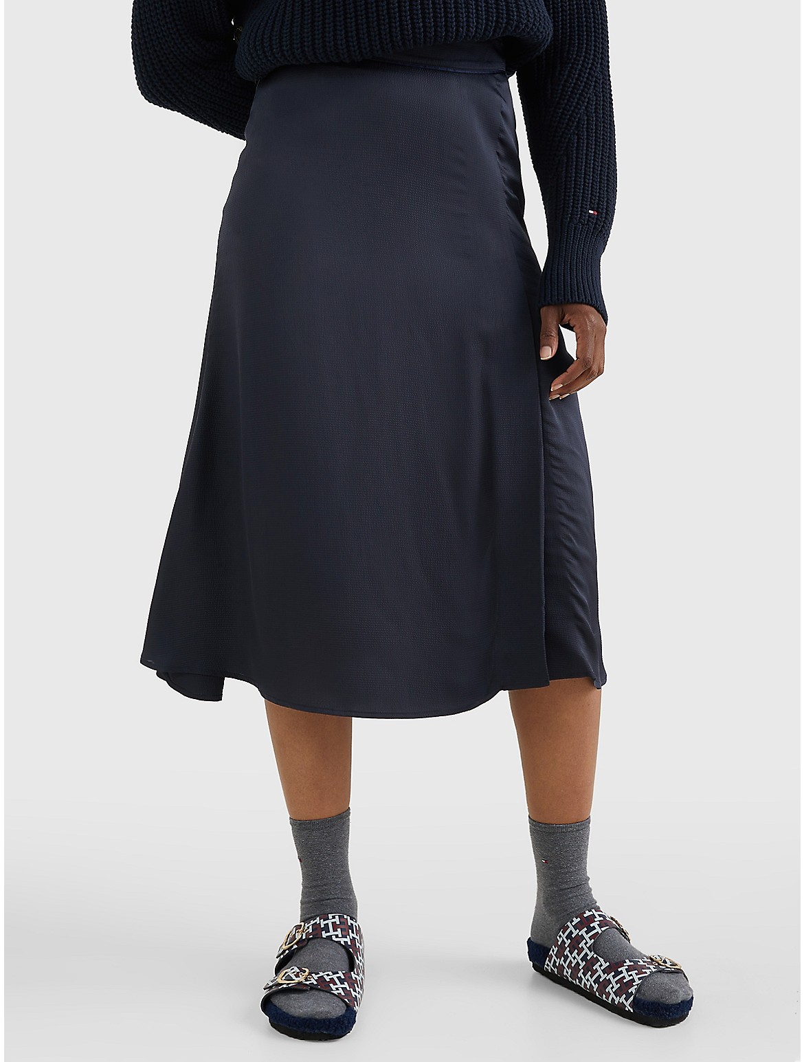 Tommy Hilfiger Women's Solid Midi Skirt - Blue - 0
