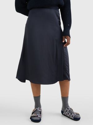 Solid Midi Skirt, Navy