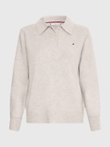 TH Monogram Wool Cashmere Polo Sweater