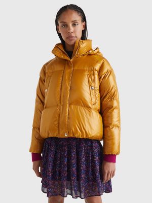 High-Shine Hooded Puffer Jacket