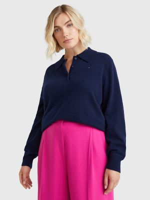 Curve Wool Cashmere Polo Sweater | Tommy Hilfiger USA