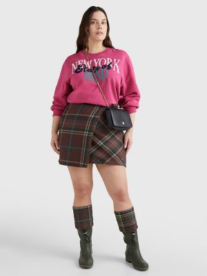 【WOOHWA】WRAPPED IN CHECKS SKIRT Miu Miu Check Skirt in Cacao | FWRD