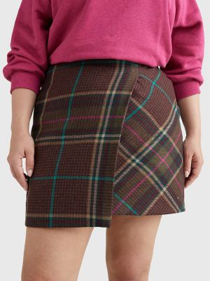 Curve Check Wrap Mini Skirt Hilfiger USA | Tommy