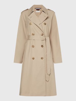  YCZDG Women Solid Color Double Breasted Trench Coat