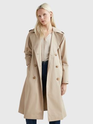 Solid Double Breasted Trench Coat