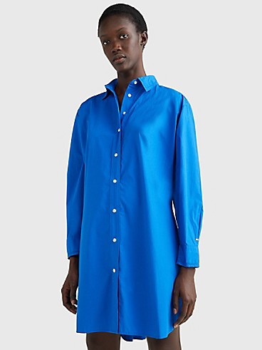 타미 힐피거 Tommy Hilfiger Solid Shirtdress,TH ELECTRIC BLUE