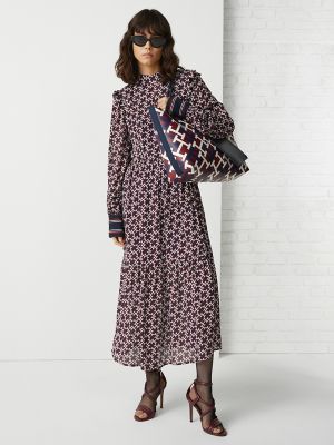 TH Monogram Crepe Chiffon Maxi Dress | Tommy Hilfiger USA