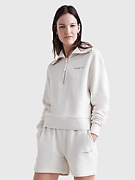 타미 힐피거 스웻셔츠 Tommy Hilfiger Logo Half-Zip Sweatshirt,WEATHERED WHITE