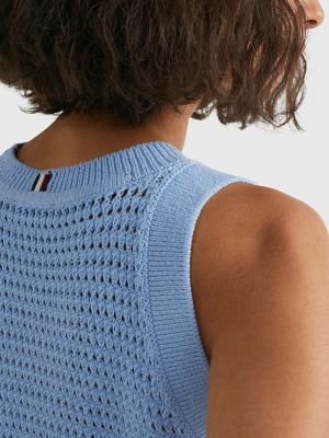 Cropped Cable Knit Tank Sweater
