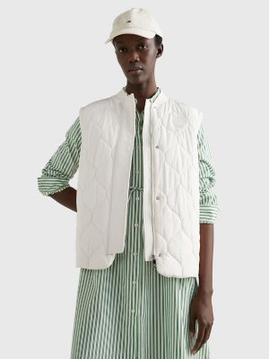 Quilted Bomber Vest, Weathered White
