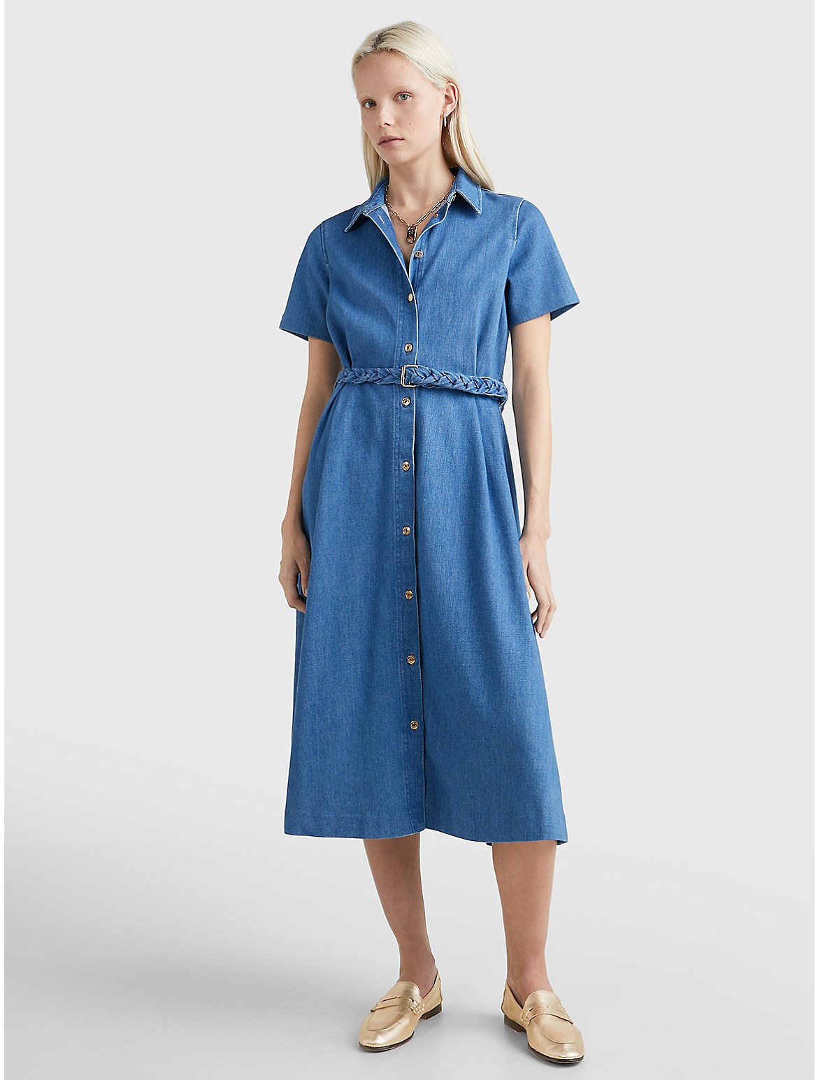 Tommy Hilfiger Women's Belted Denim Dress - Blue - 0