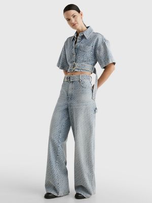 トミーページ Stripe High-Rise Wide Leg Jean | Tommy Hilfiger