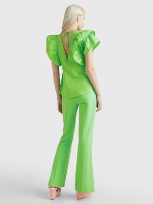 Frill Shoulder Sleeveless Blouse, Spring Lime