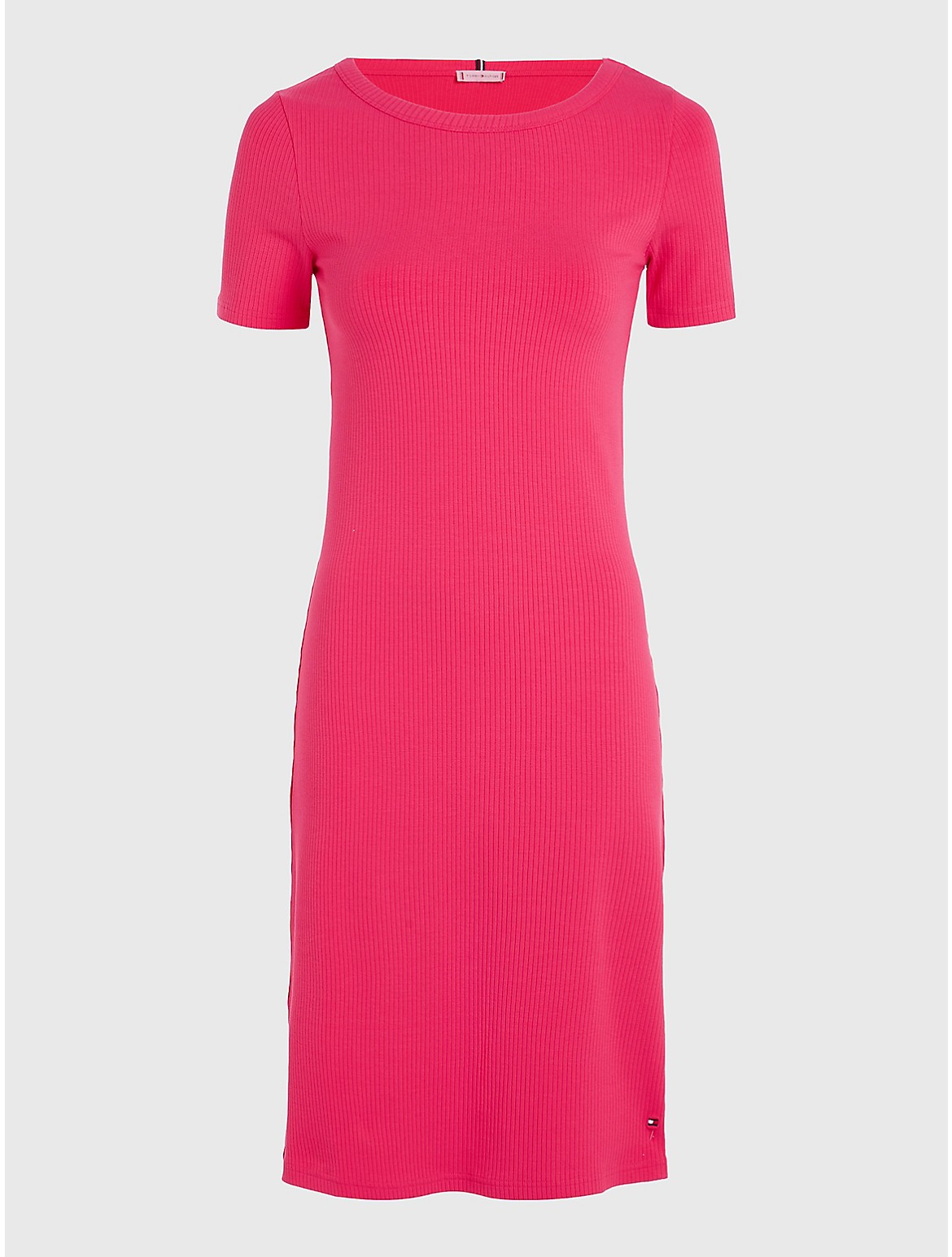Tommy Hilfiger Women's Slim Fit Ribbed Short-Sleeve Dress - Pink - S