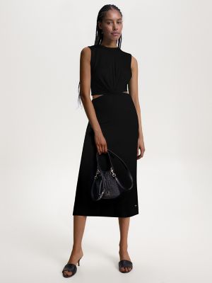 Center-Twist Cut-Out Midi Dress, Black
