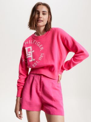 Tommy hilfiger shop pink crew neck