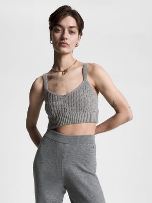 Sleeveless sweater crop top hot sale