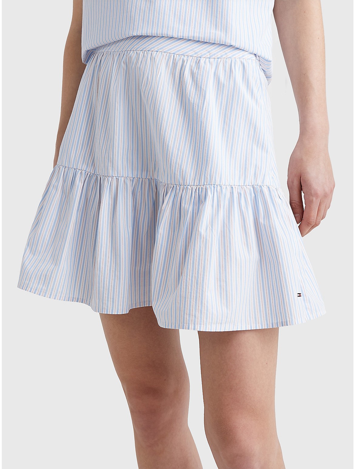 Tommy Hilfiger Stripe Tiered Skirt In Summer Pop Prep Stripe/ Vessel Blue