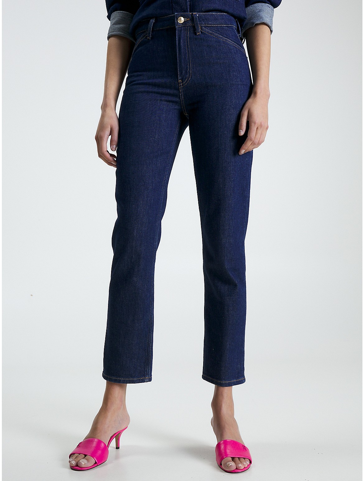 Tommy Hilfiger Women's High-Waist Straight Fit Jean - Blue - 25W x 32L