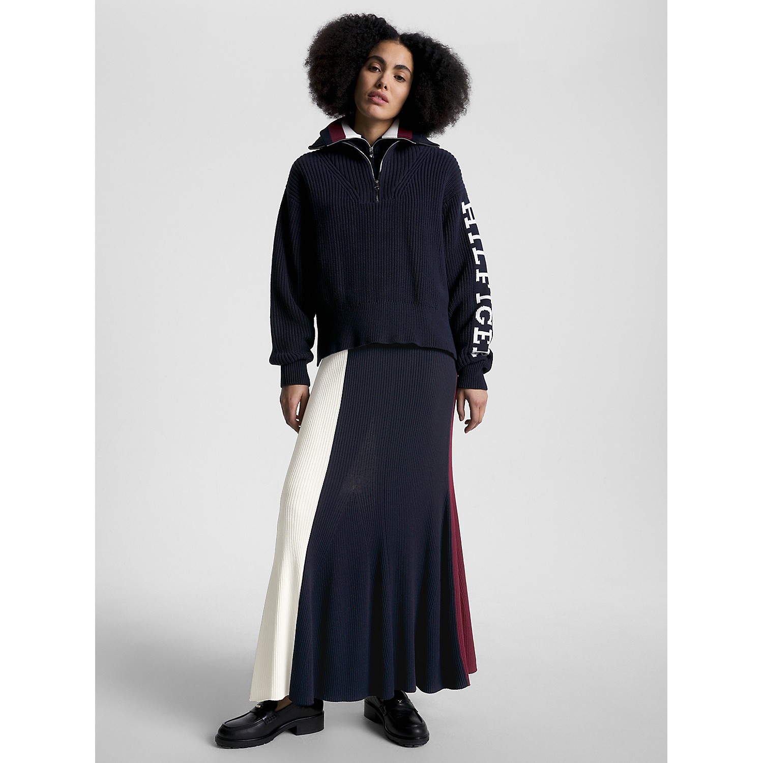TOMMY HILFIGER Colorblock Ribbed Maxi Skirt
