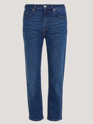 High-Waist Straight Fit Indigo Wash Jean