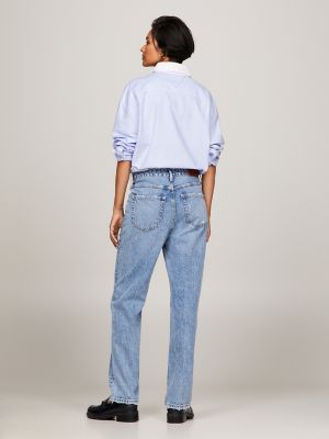 High-Waist Straight Fit Indigo Wash Jean