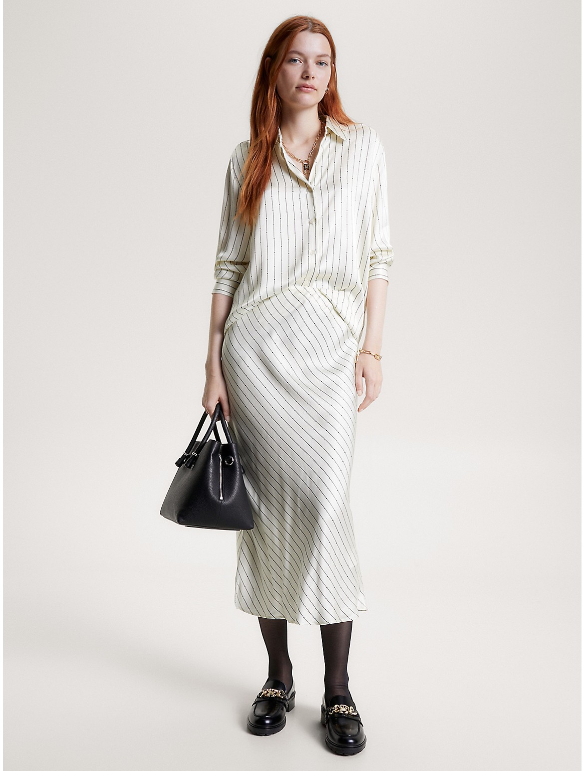 Tommy Hilfiger Women's Stripe Midi Skirt - White - 0