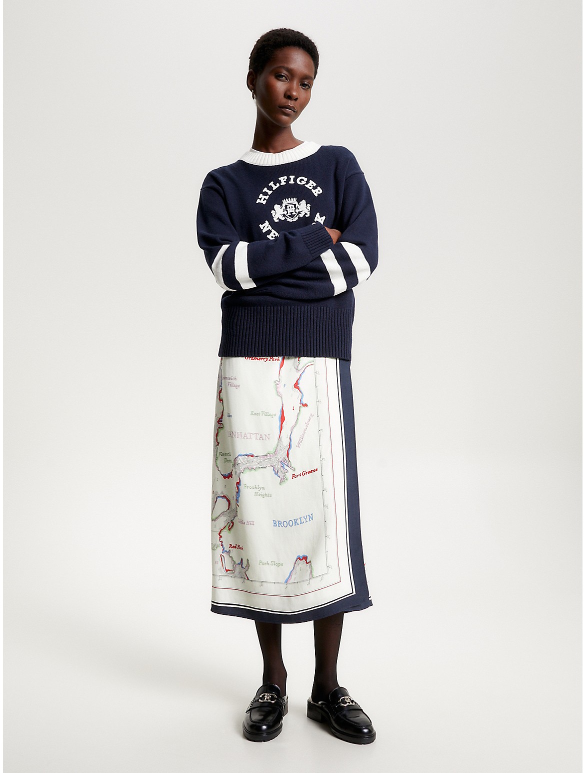 Tommy Hilfiger Women's Map Print Wrap Skirt - White - M