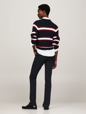 Slim Fit Solid Gabardine Pant, Navy