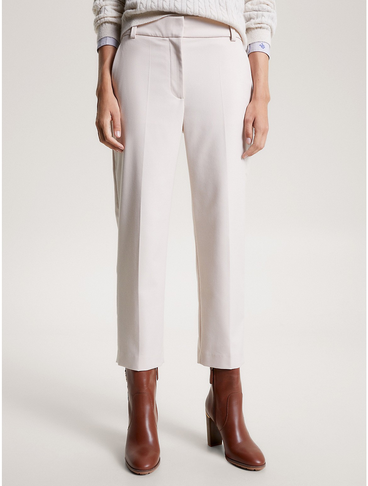 Tommy Hilfiger Slim Straight Fit Twill Pant In Cashmere Creme