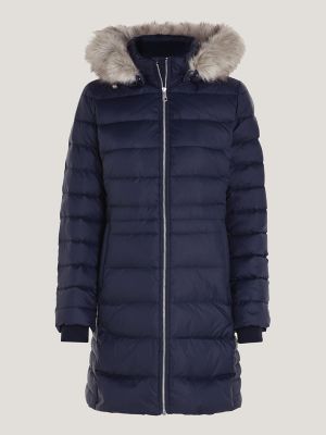 Tommy jeans faux fur hooded padded jacket in online navy