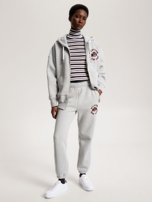 Flocked Heritage Logo Zip Hoodie | Tommy Hilfiger USA