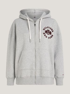 Flocked Heritage Logo Zip Hoodie