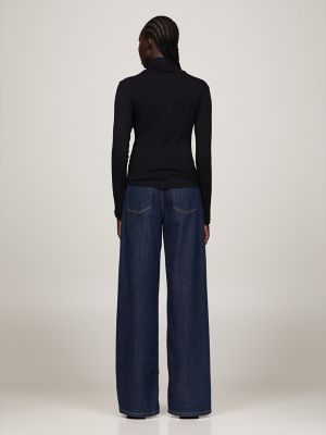 Slim Fit Ribbed Turtleneck T-Shirt, Black