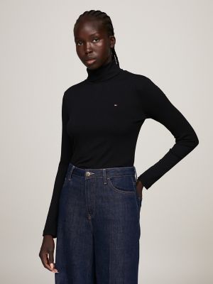 Black ribbed hotsell turtleneck top