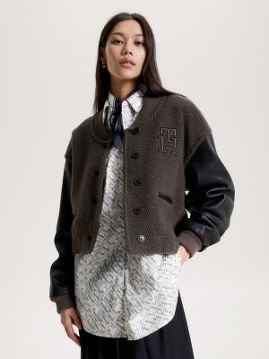 Tommy hilfiger mixed hot sale media baseball jacket