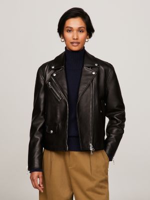 Tommy hilfiger leather jacket on sale womens