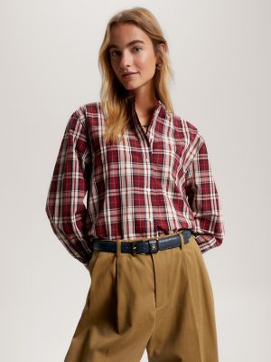 Tommy hilfiger hotsell women's plaid shirt