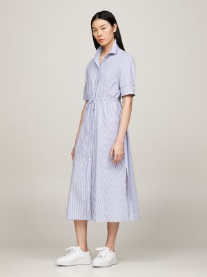 Short-Sleeve Stripe Midi Shirtdress | Tommy Hilfiger USA